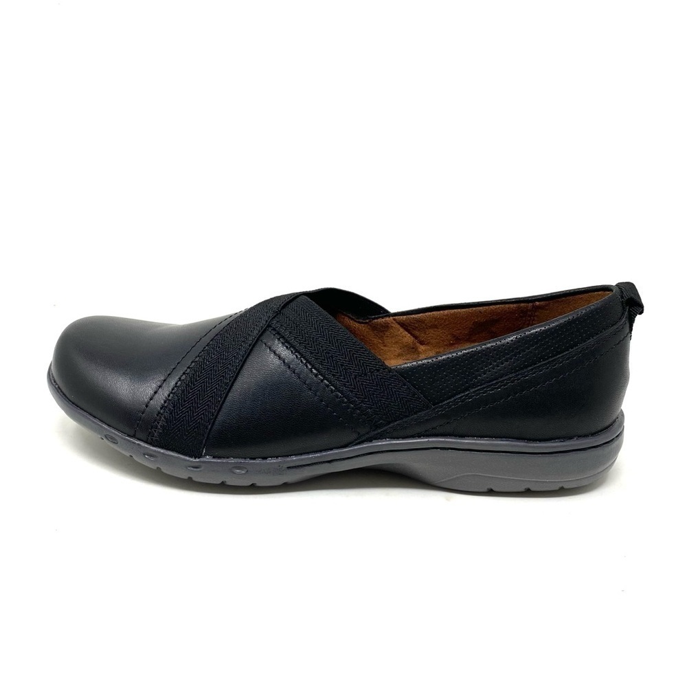 COBB HILL WOMEN'S PENFIELD ENVELOPE SLIP-ON SHOE Black Leather NARROW